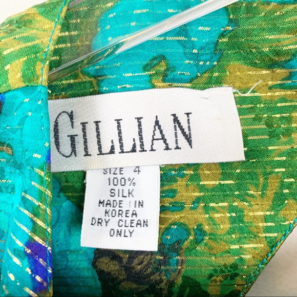 Gillian | Metallic Floral Silk Cutout Dress - Picture 5 of 7